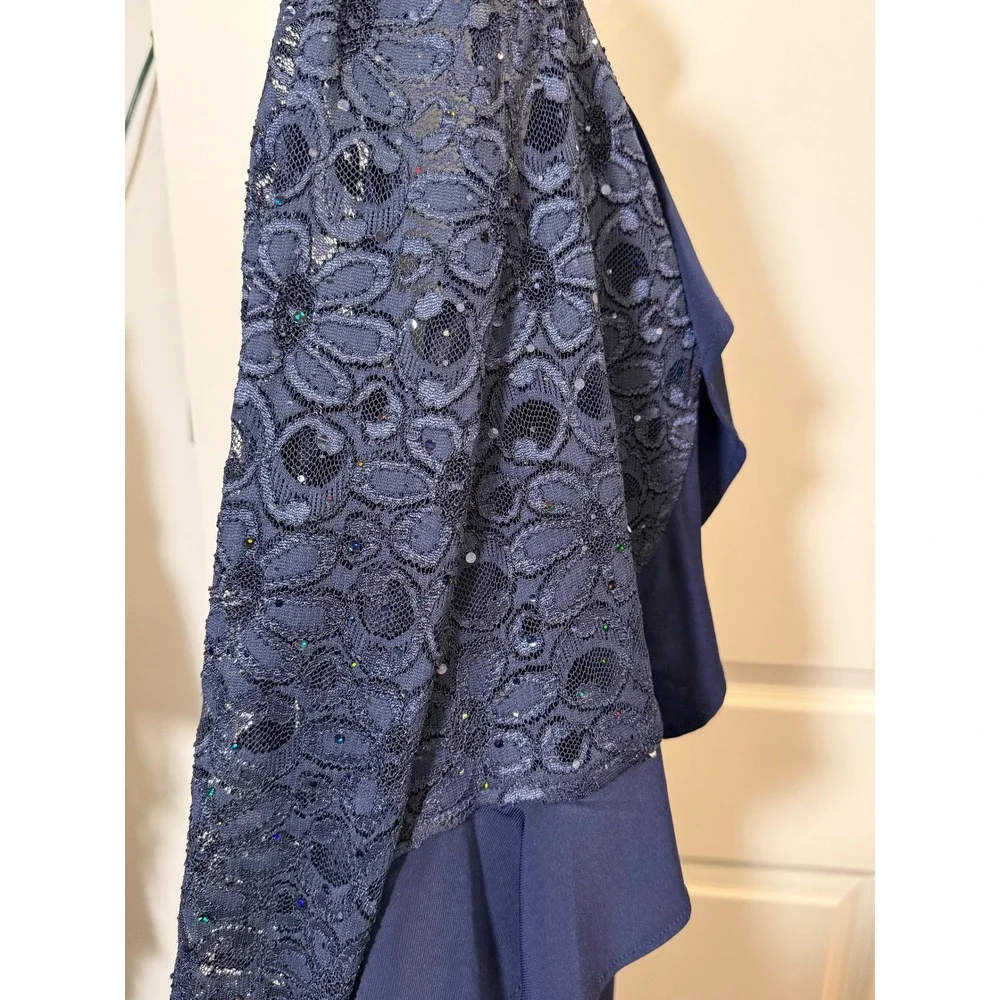 R&M Richards Womens Navy Blue Lace Dress Bolero Jacket 16 Mother of the Bride XL